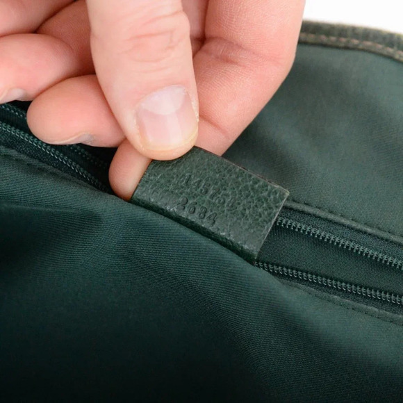 GUCCI Beige & Green GG Sherry Canvas Web Handle Tote Purse Bag - Picture 15 of 17